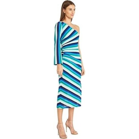 Donna Morgan One Shoulder Ruched Maxi Dress, Multi, 14 - Picture 2 of 3